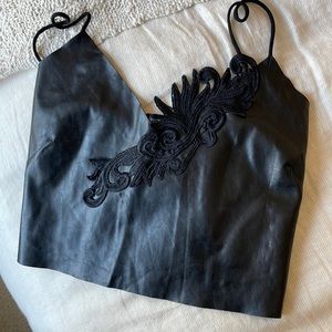 Black leather straps crop top from Zara